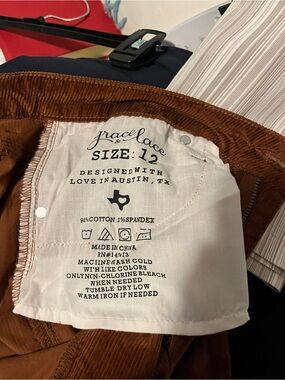 Grace & Lace Brown Corduroy women’s pants size 12 reg